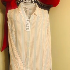 Just in NWT Shopbop  DAZE Women’s Lotus Blouse in Cotton Candy Stripe